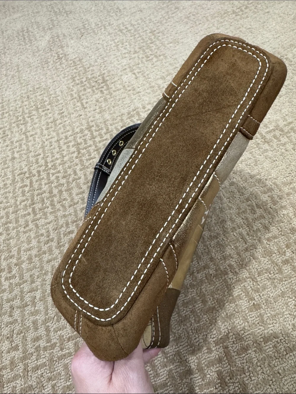 Coach Patchwork Crossbody in Gold, Brown and Tan - Picture 3 of 8